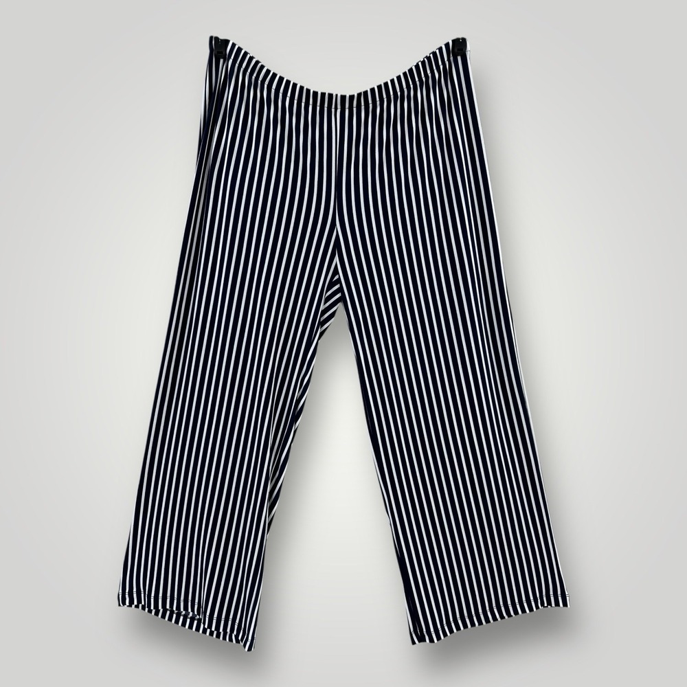NEW Chico's Stripe Stack Perry Palazzo Pants Womens XL Blue White Wide Leg‎ NWT